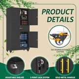 winiowa 71" Tall Metal Garage Storage Cabinet with Wheels and Locking Doors, Locking Rolling Tool Cabinet with Drawer and 3 Adjustable Shelves for Garage,Home,Office (Black) winiowa