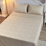 Drozeeo King Leopard Print Sheets, Cheetah Pattern King Size Sheet Set with Elastic Corner Straps, Soft Microfiber Animal Bedsheet, Beige Drozeeo