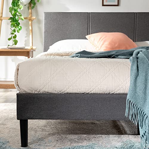 Zinus Cambril Minimalist Upholstered King Bed Frame with Bamboo Slats – No Box Spring Required - WoodArtSupply