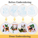LOMOHOO 4 Sets Cat Embroidery Kit for Beginners, Cute Cat Pattern, Starter Craft DIY Embroidery Sets (Black Cat)
