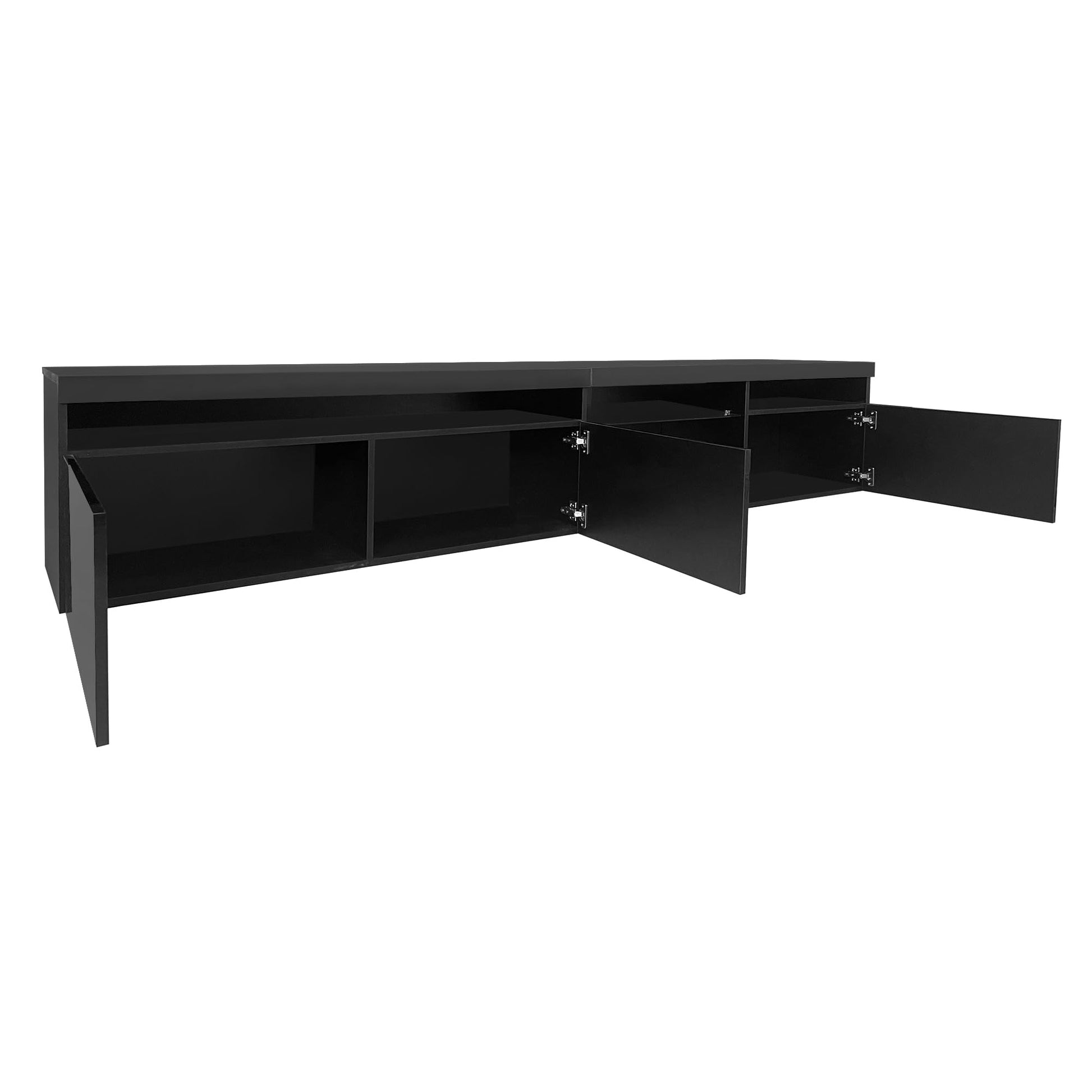 Bellemave LED TV Stand for TVs Up to 100",Ample Storage Space Media Console with 2 Glass Shelves,Versatile TV Cabinet with LED Color Changing Lights for Living Room(Black) - WoodArtSupply