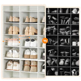 HOOBRO Shoe Cabinet, 8-Tier Heavy Duty Shoe Storage Cabinet, Freestanding Shoe Rack with 24 Cubbies and 3 Hooks, for Entryway, Closet, Living Room, White WT24SC01 HOOBRO