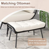 Tangkula Oversized Wicker Egg Chair with Ottoman, Patio Lounge Basket with 5 Soft Cushions, Stable Metal Frame, Gorgeous Indoor Outdoor Lounge Chair, Ideal for Living Room, Backyard, 450 LBS Max Load Tangkula