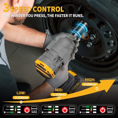 AwxryoX 1300Nm Cordless Impact Wrench, 1/2" 960Ft-lbs Brushless Heavy Duty Impact Gun with 2 X 4.0Ah Battery 6 Sockets 5"Extension Bar, Eléctrica Pistola De Impacto for Heavy Equipment & Truc - WoodArtSupply