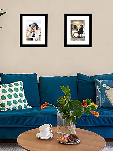 Picrit 8x10 Picture Frame Set of 12, Display 5x7 with Mat or 8x10 Without Mat, Photo Frames for Wall Mounting or Table Top Display, Black. Picrit