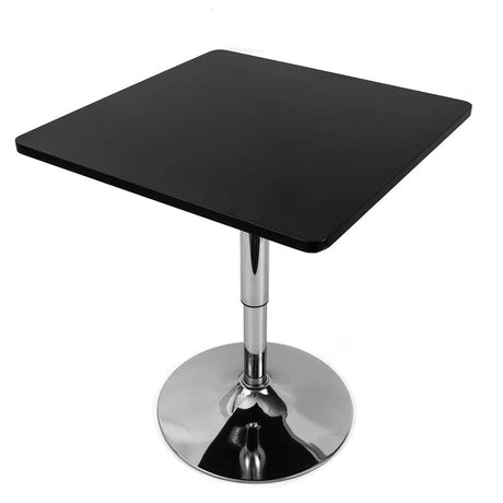DAERNA Square Pub Table, Black Cocktail Table with 360° Spinning Top,Silver Leg and Base,Cafe Tables, Adjustable Height Range 27.5'' to 35.4'' DAERNA