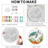 INFUNLY 4 Sets Whale Embroidery Kits for Beginners DIY Cross Stitch Starter Kits with Turtles Seahorses Patterns Fish Sea Animals Embroidery Kits with Instructions Embroidery Cloth Hoops Threads Tools