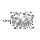 Aeggplant Kitchen Wire Baskets Farmhouse Decor Metal Food Storage Organizer,Household Refrigerator Bin with Built-in Handles for Cabinets,Pantry,Bathroom,Black Aeggplant