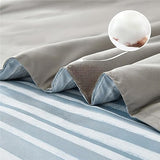 KAKIJUMN 5 Piece Bed in a Bag Stripe Comforter Set Twin Size, White Grey Blue Striped Comforter and Sheet Set, All Season Soft Microfiber Complete Bedding Set(Light Blue,Twin) KAKIJUMN