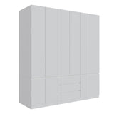 Bobve 6-Doors Armoire Wardrobe Closet, Wooden Wardrobe Closet with 3 Drawers, Armoire and Wardrobe with Shelves & Hanging Rod for Bedroom, White (70.9" W x 23.62" D x 78.74" H) Bobve