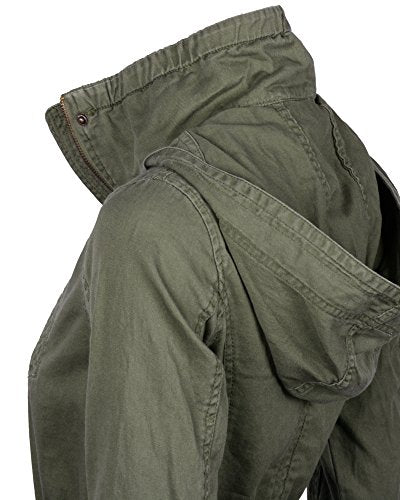 Auliné Collection Women's Premium Vintage Wash Lightweight Military Fashion Twill Hoodie Jacket Olive S Auliné Collection