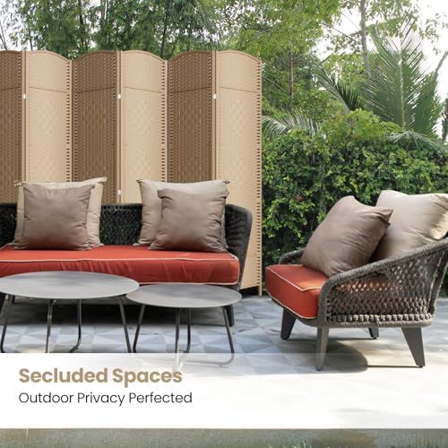 Cocosica 6 Panel Room Divider,6Ft Folding Privacy Screen,Tall - Extra Wide Foldable Panel Partition Wall Divider with Diamond Double-Weaved Hand-Woven Design Room Screen Divider COCOSICA