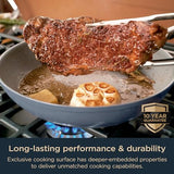 Ninja NeverStick Ceramic Pro 14-Piece Cookware Set, Non-Stick Pots & Pans Set with Glass Lids, Ceramic Coated, Stainless Steel, Stove to Oven Safe, All Stovetops & Induction Compatible, Blue CW39014MM Ninja