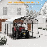 KOKEBREN 10x15 FT Metal Carport, Outdoor Car Port Canopy with Reinforced Base and Galvanized Steel Roof, Heavy Duty Garage Car Shelter Shade for SUV, Truck, Boats KOKEBREN
