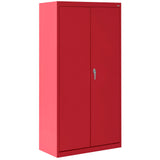 Sandusky Lee VFC1301866-01 Janitorial Supply Metal Storage Cabinet with 3 Shelves and Locking Handle, 150lb Capacity, 18" Depth x 30" Width x 66" Height, Red Sandusky