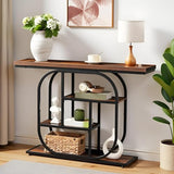 HOOBRO 43.3" Console Table, 4-Tier Sofa Table, Industrial Entryway Table, Behind Couch Table, Accent Table with Storage Shelf for Entryway, Foyer, Living Room, Bedroom, Hallway, Rustic Brown BF65XG01 HOOBRO
