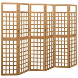 vidaXL 6-Panel Room Divider/Trellis, Solid Fir Wood, Outdoor Suitable, Plant Supporter, Foldable Design, Brown, Size: 95.5"x70.9", Assembly Required vidaXL