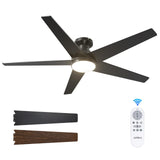 addlon Ceiling Fans with Lights, 52 inch Low Profile Ceiling Fan with Light and Remote Control, Flush Mount, Reversible, 3CCT, Dimmable, Noiseless, Black Ceiling Fan for Bedroom, Indoor/Outdoor Use addlon