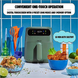 CRUX x Marshmello 3.0 QT Digital Air Fryer with TurboCrisp Technology, Touch Screen Temperature Control, Timer and Auto Shut-off, Fully Programmable, Silicone Cupcake Molds Included, Olive Crux