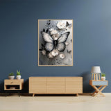 Diamond Art Kits for Adults, Butterfly Flower 5D DIY Diamond Painting Kit for Adults, Diamond Dots for Adults, Diamond Dots Painting Picture Art Craft for Home Wall Decor, 12x16 Inch Baiwanerxiang