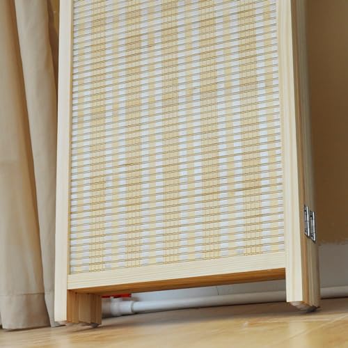 Furnnylane 6 Panel Bamboo Room Divider and Folding Panel Screen,Bamboo Panel Divider for Room Separation,Beige,67" H x 92.1" W Furnnylane