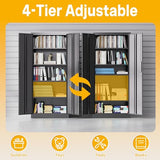 Reegangfa Metal Storage Cabinet with 2 Doors and 4 Adjustable Shelves, 71" Garage Storage Cabinet with Anti-Tipping Design, Lockable Garage Cabinets for Office, Home, Garage, Gym, School Reegangfa