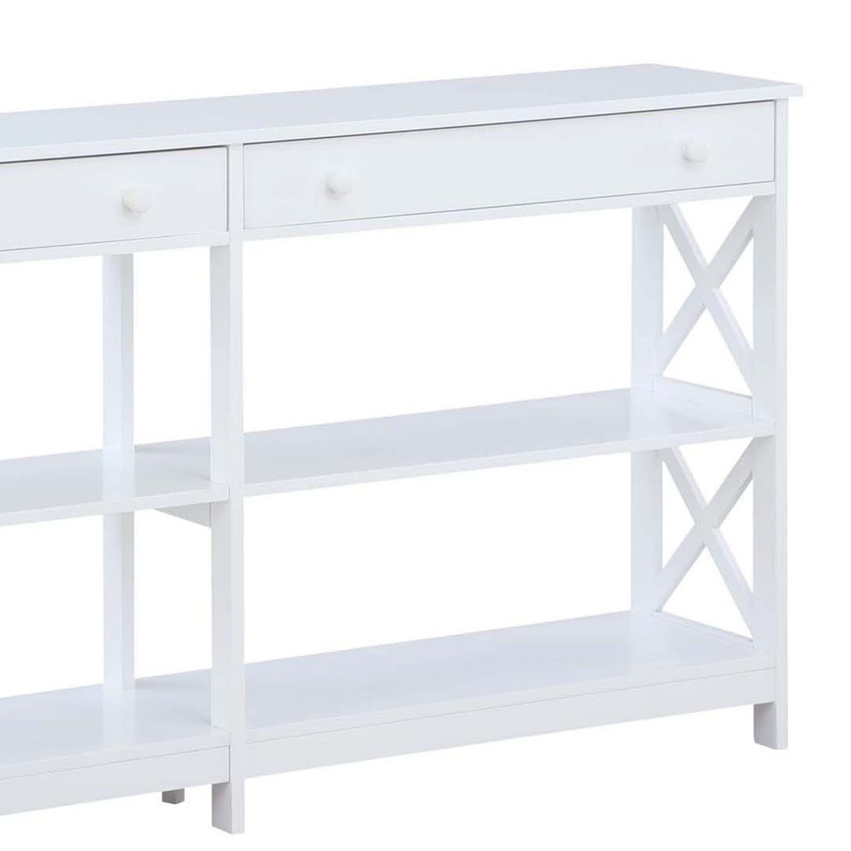 Convenience Concepts Oxford 2-Drawer Console Table with Shelves, 60", White Convenience Concepts