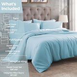Superior Combed Cotton, 300 Thread Count 3 Piece Duvet Cover Set with 2 Pillow Shams, Single Ply Cotton, Soft and Luxurious Bedding Sets - Full/Queen Duvet Cover, Light Blue Superior