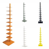 Quooyong 9-Tier Spine Bookshelf Metal Bookcase Vertical Book Shelf Tower Rotating Tall Narrow Bookshelf Ladder Book Rack Indoor (Orange) Quooyong