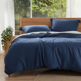 Bedsure 100% Bamboo Duvet Cover King Size - Lightweight Silky Cooling Rayon Derived from Bamboo Comforter Cover Set for Hot Sleepers, Breathable & Moisture-Wicking Bedding Set, Navy Bedsure