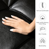 AMICLIBER 71" Convertible Futon Sofa Bed,Bright Black Faux Leather Futon Couch,Memory Foam Reclining Sleeper Sofa Bed,Modern Folding Small Loveseat Couches for Living Room,Office,Apartment AMICLIBER