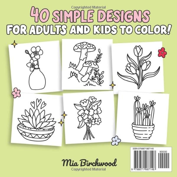 Bold and Easy Plants & Flowers Coloring Book: Simple and Relaxing Designs Featuring Nature-Themed Illustrations for Adults and Kids to Color Lindesa