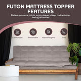 CirclesHome Grey Futon Mattress Toppers with Anti-Slip Anchors - Futon Cover Filled with Plush Down Alternative Fill - Full Size Futon Cover is Soft, Comfortable and Allergy Free (Size: 54 x 75 x 2) CIRCLESHOME