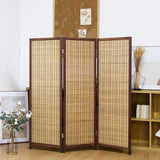 Pawlabay 3 Panel Short Panel Divider Screen,3.95 FT Tall Bamboo Room Divider Folding Privacy Screen,Short Panel Divider Freestanding Room Divider for Room Seperation,Brown PawlaBay