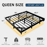 GalnFu Queen Floating Bed Frame with LED Lights and Charging Station, Metal Platform Bed Frame with Heavy Duty Steel Slats Support, No Box Spring Needed, Noise-Free, Easy Assembly GalnFu