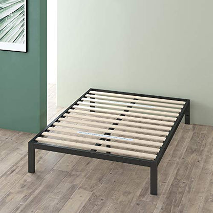 ZINUS Mia Queen Metal Platform Bed Frame with Wood Slat Support – No Box Spring Required, Easy Assembly, Black - WoodArtSupply