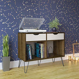 Novogratz Concord Turntable Stand with Drawers, Brown Oak Novogratz