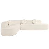 BSYEIO 122'' Large Curved Sectional Sofa, Modern Elegant L-Shaped Couch, Fabric Upholstery with 3 Round Cushions, Curved High Resilience Couch Sofas 4 Seater for Living Room,Apartment,Bedroom-White BSYEIO