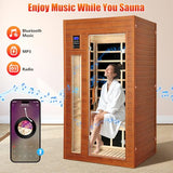X-Vcak 1-2 Person Infrared Sauna, Dry Heat Sauna with Red Light Therapy, Bluetooth, Radio, 7-Color Therapy Light for Home, Indoor, Gym, Wellness Center, 36″ x 36″ x 73″ X-Vcak
