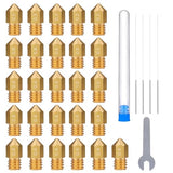 ELEGOO 26pcs MK8 Nozzles Multi Size, 3D Printer Brass Hotend Nozzles 0.2mm/0.3mm/0.4mm/0.5mm/0.6mm/0.8mm/1.0mm with DIY Tools Compatible with Neptune 3 Series and More ELEGOO