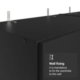 Madesa Wardrobe Armoire Closet Pantry Storage Cabinet with 4 Doors and 10 Utility Shelves 47" L Wooden Organization Unit for Bedroom, Office, Laundry Room, Kitchen, and Garage (Black) Madesa