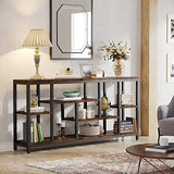 Tribesigns Console Sofa Table, 70.9 inch Extra Long Table Behind Couch with Storage Shelves, 3-Tier Industrial Narrow Entryway Hallway Accent Table for Living Room, Rustic Brown Tribesigns
