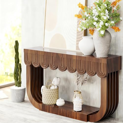 Mid-Century Modern Console Table for Entryway with Fluted 3 Drawers, Sofa Table for Hallway Foyer - Behind Couch Storage, Entryway Table for Living Room Front Door, Entrance Tables DGpoco
