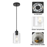 KLSS Modern Black Farmhouse Clear Glass Cylinder Pendant Light Fixture,Island Lights for Kitchen,Mini Pendant Lighting for Kitchen Island Decor - 4.75 Inch Shade 58 Inch Cord (Black 2 Pack) KLSS