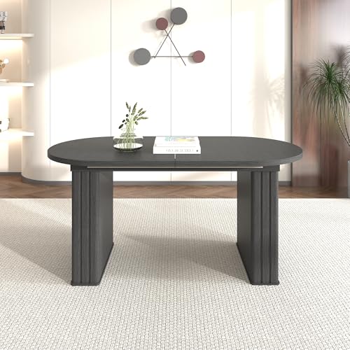 62.99"-78.7" Oval Extendable Dining Room Table for 6 8 10, Modern Farmhouse Wooden Kitchen Expanding Table, Long Large Expandable Dining Room Conference Tables for Home Office Pvillez