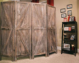 Premium Home 4-Panel Room Divider – Rustic Brown Barn Door, K Pattern Folding Privacy Screen, Partition Wall Premium Home Decor