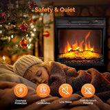 ROVSUN 18" Electric Fireplace Inserts with Remote Control, 1400W Recessed Stove Heater with 8H Timer, 6 Flame Colors, 5 Brightness for Indoor Use, ETL ROVSUN