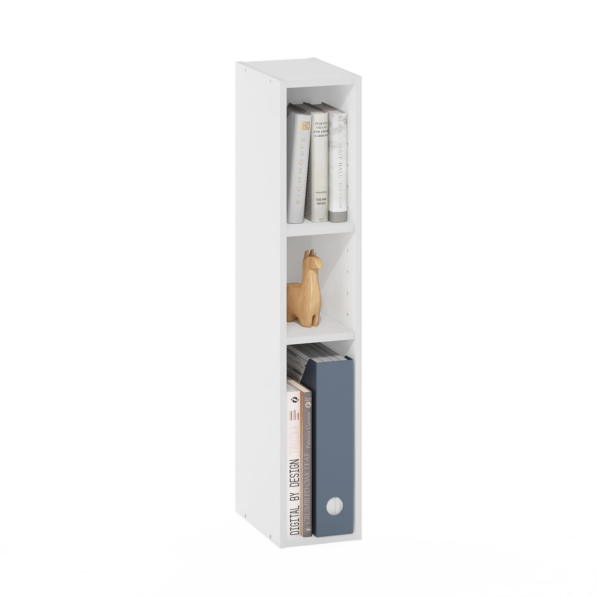 Furinno Fulda 3-Tier Space Saving Storage Shelf Bookcase, 6-Inch Width, White Furinno