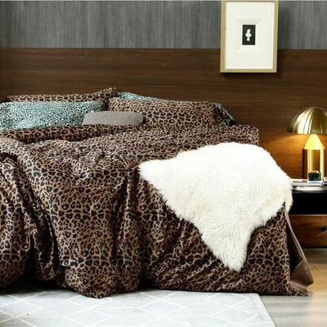 mixinni Animal Cheetah Comforter Set King 3 Pieces Leopard Print Comforter Sexy Soft Fluffy Brown/Black Floral Printed Pattern Bed Set with 2 Pillowcases for All Season-King Size mixinni