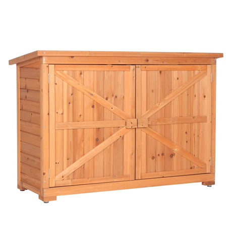 VINGLI Outdoor Wooden Storage Shed, 50.4” x 19.7” x 34.6” (L x W x H) Extra Large Garden Shed Outside Tool Cabinet with 2 Safety Latches, Patio Storage Organizer for Garden Yard Lawn Equipment VINGLI